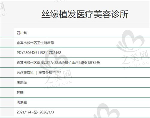 成都宜宾丝缘植发医疗美容诊所资质