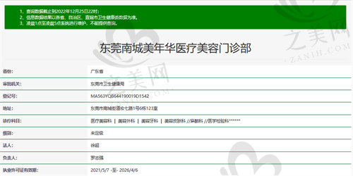 东莞南城美年华医疗美容门诊部卫健委