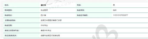 成都艾米丽医疗美容潘红伟医生资质