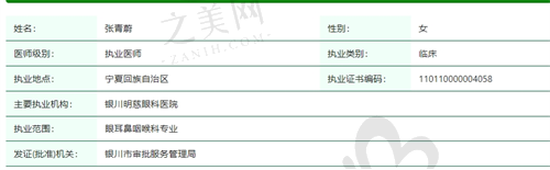 银川明慈眼科医院张青蔚医生资质.png