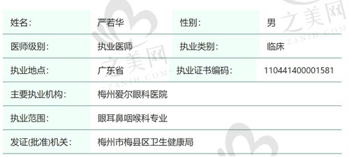 梅州爱尔眼科医院严若华医生怎么样