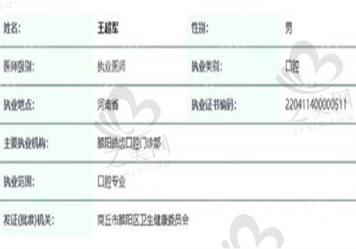 河南商丘口腔医院王超军 医生正规吗