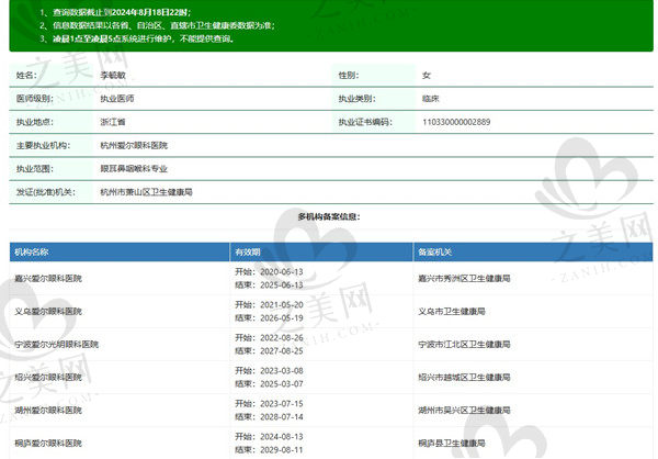 杭州爱尔眼科医院李毓敏出诊医院休信息