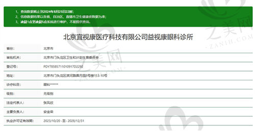 北京宜视康眼科资质